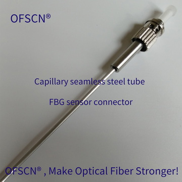 High-temperature fiber connector for OFSCN® high range fiber bragg grating strain sensor (FBG strain gauge)