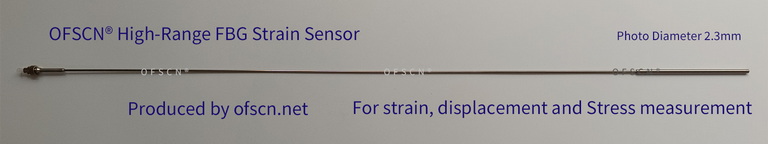 Physical Diagram of OFSCN® High-Range Fiber Bragg Grating (FBG) Strain Sensor (Strain Gauge) -Length 80 cm