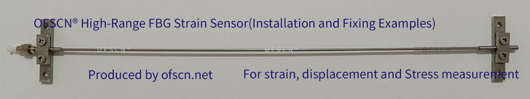 Physical Diagram of OFSCN® High-Range Fiber Bragg Grating (FBG) Strain Sensor (Strain Gauge) - Length 35cm