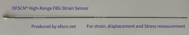 Physical Diagram of OFSCN® High-Range Fiber Bragg Grating (FBG) Strain Sensor (Strain Gauge) - Single-ended, Length 1m