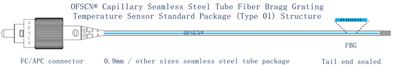 Structure Diagram of OFSCN® Capillary Seamless Steel Tube FBG Temperature Sensor ( Type 01)
