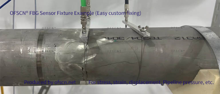 OFSCN® series FBG strain sensor pipeline strain installation example (custom fixture), pipeline annular strain, pressure measurement (01)