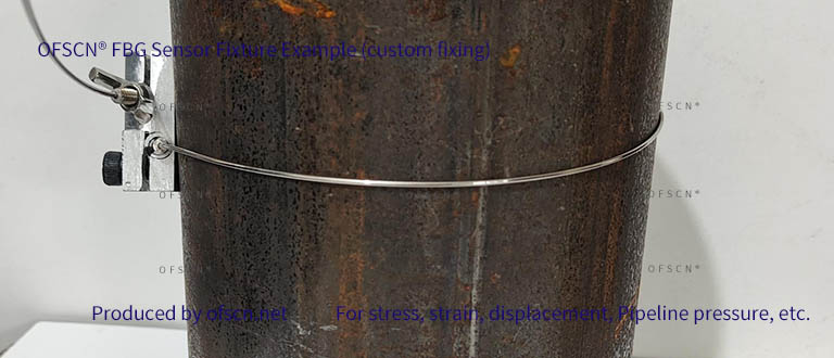 OFSCN® series FBG strain sensor pipeline strain installation example (custom fixture), pipeline annular strain, pressure measurement (02)