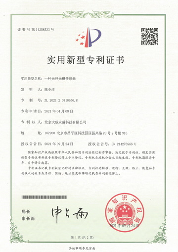 Patent Certificate of Beijing Dacheng Yongsheng Technology Co., Ltd.